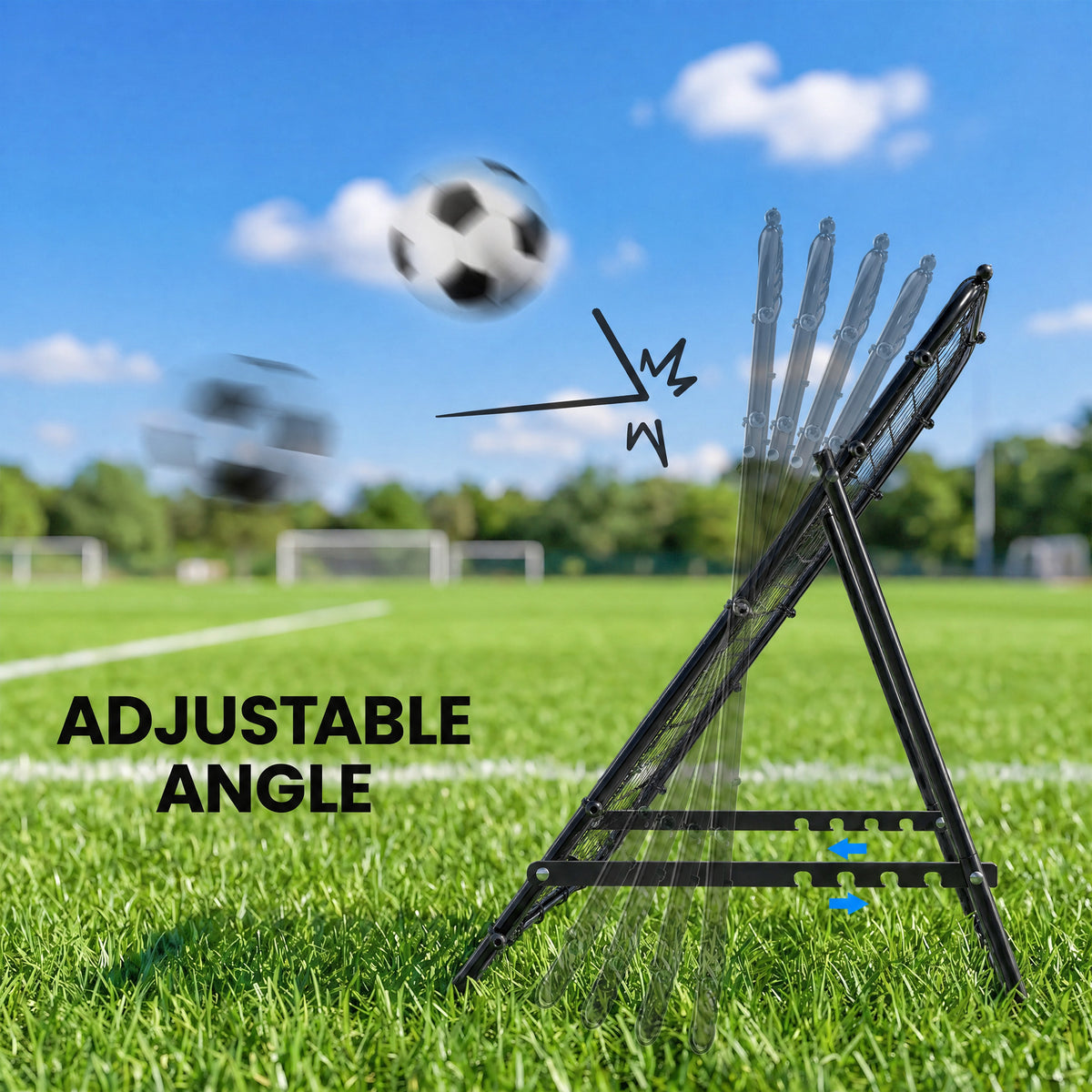 HOMCOM Adjustable Rebounder Net Kickback Target Goal for Teens Adults Training, Black