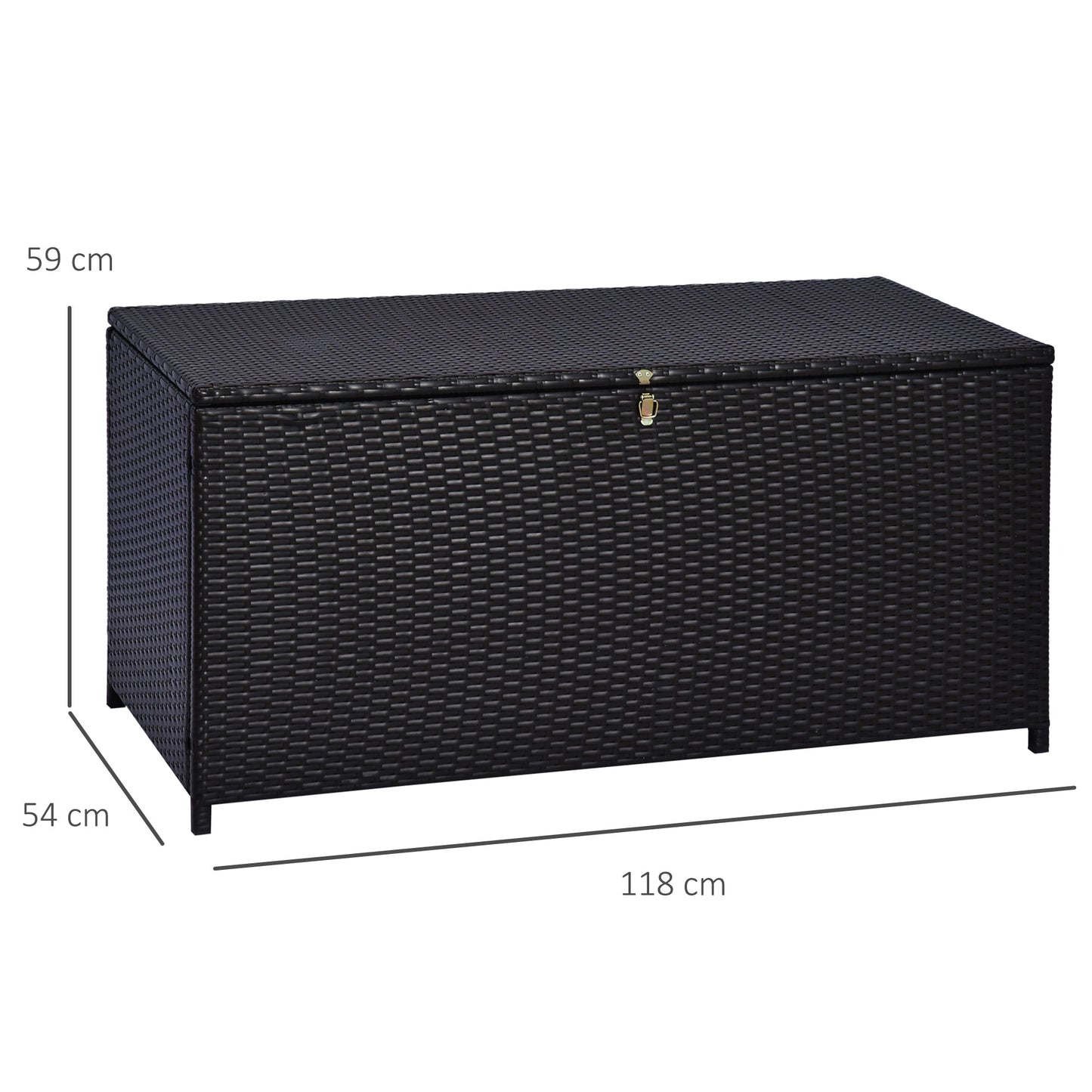 صندوق تخزين Outsunny Rattan للأماكن الخارجية والداخلية وخزانة أثاث للحديقة مقاس 118 × 54 × 59 سم - بني داكن