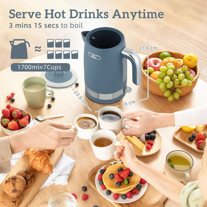 HOMCOM Sleek Textured Kettle and Toaster Set - Blue