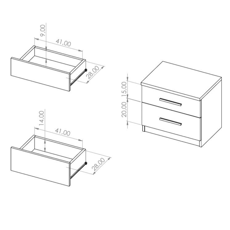 Bono Bedside Table 50cm