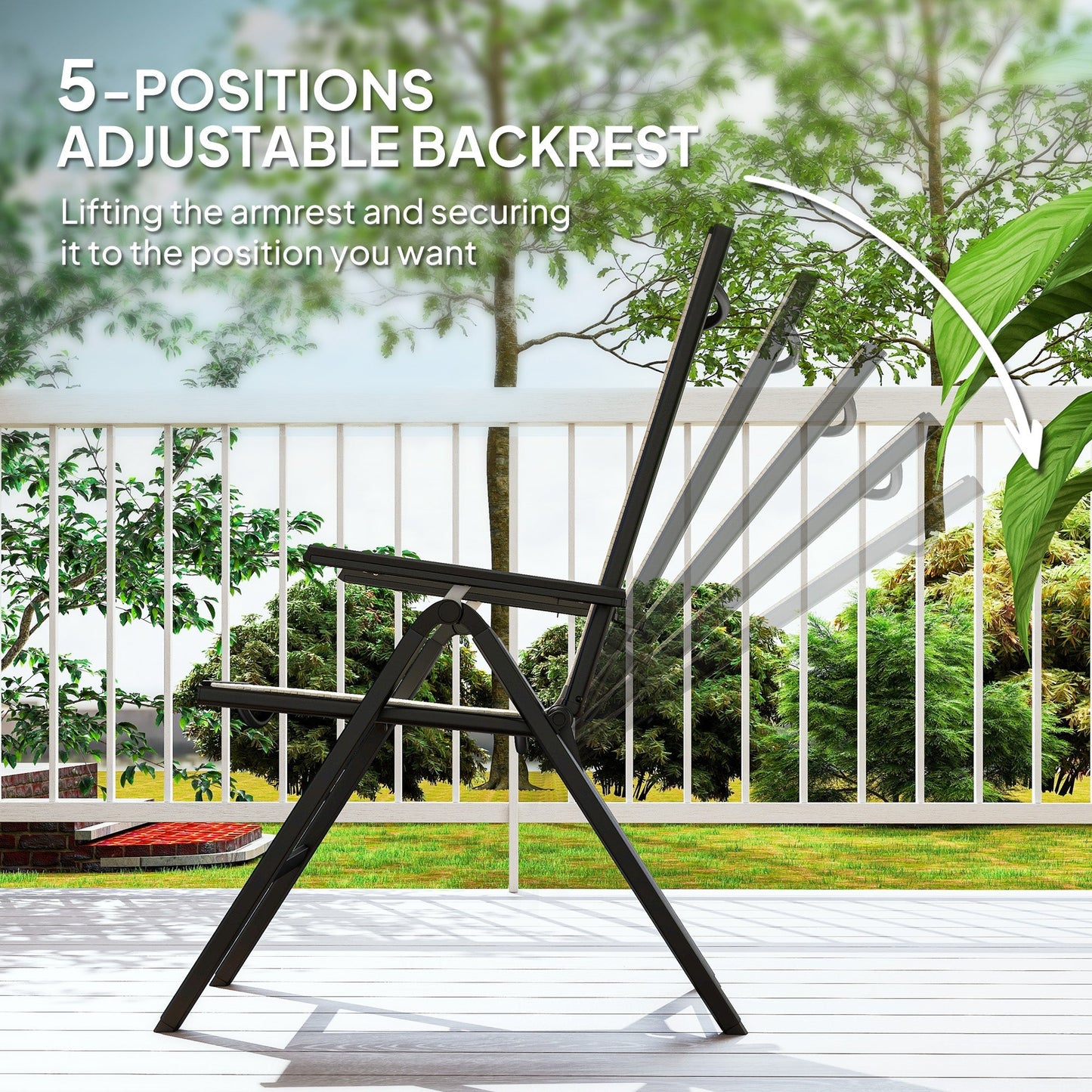 Outsunny Rattan Reclining Garden Chairs - Black