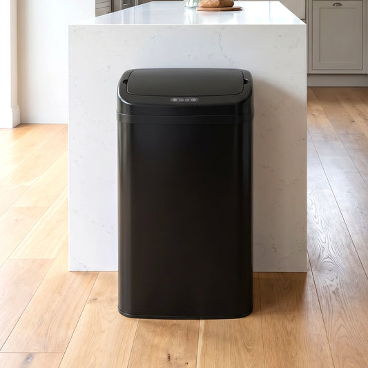 HOMCOM 48L Galvanised Steel Sensor Bin - Black