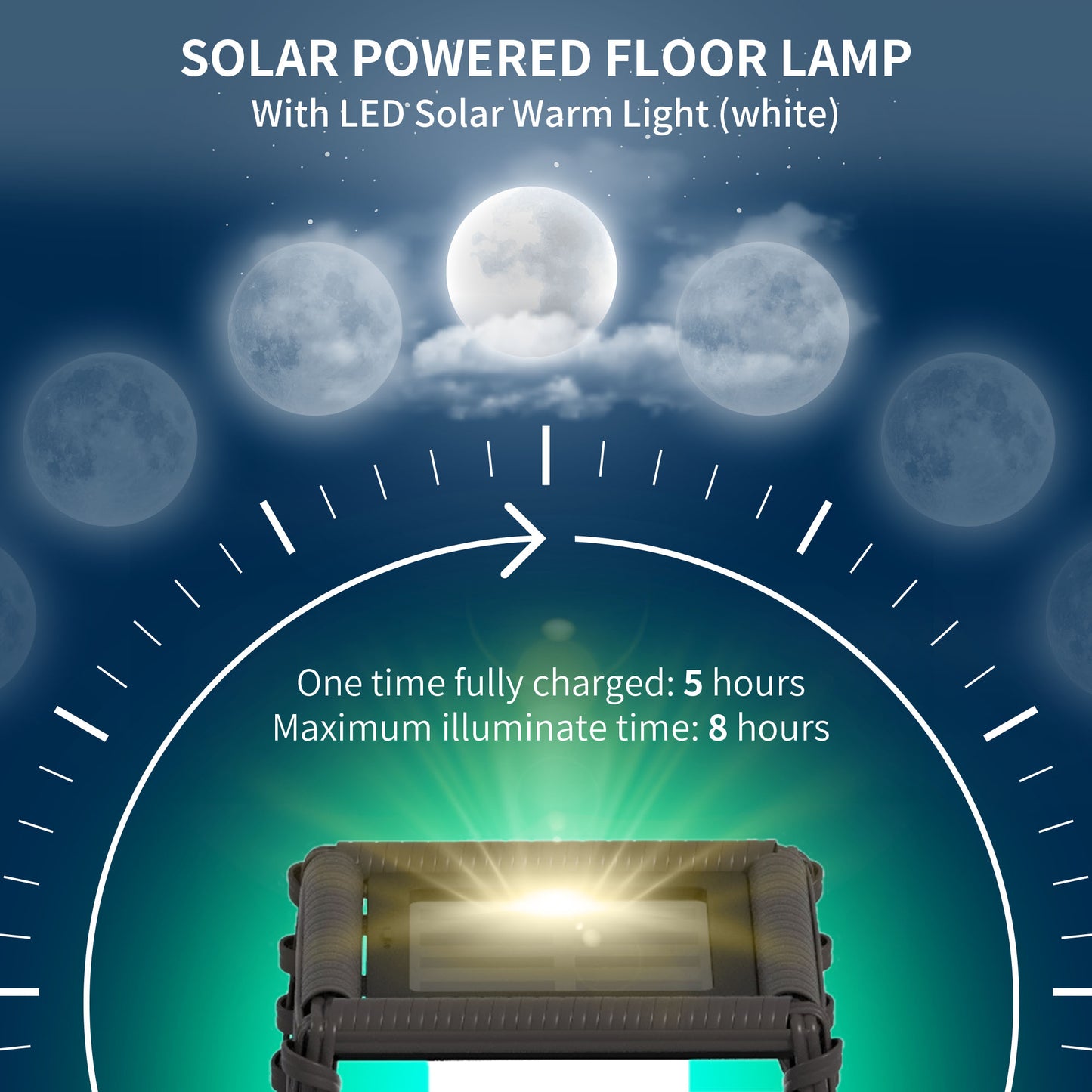 Outsunny Rattan Solar Floor Lamp, 68cm Tall Outdoor Garden Lantern Pathway Light & Decorative Lighting with Auto On/Off LED Lights, IP44, for Porch, Yard, Courtyard, Deck, Grey