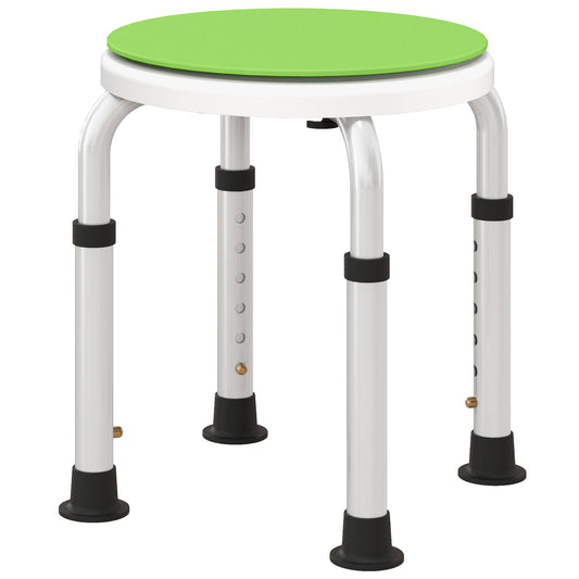 HOMCOM 360¡ Swivel Shower Chair, Height Adjustable Aluminium Shower Stool with Non-Slip Feet for Disabled, Elderly, Green