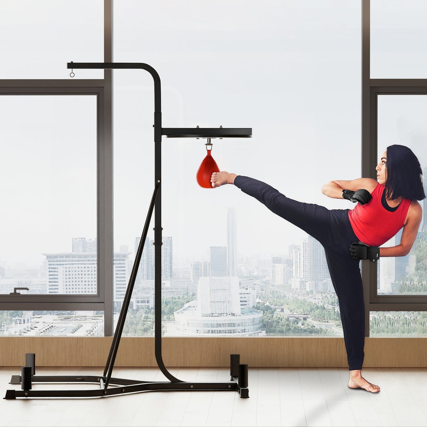HOMCOM Adjustable Freestanding Speedbag, Punch Bag Hanger, Black
