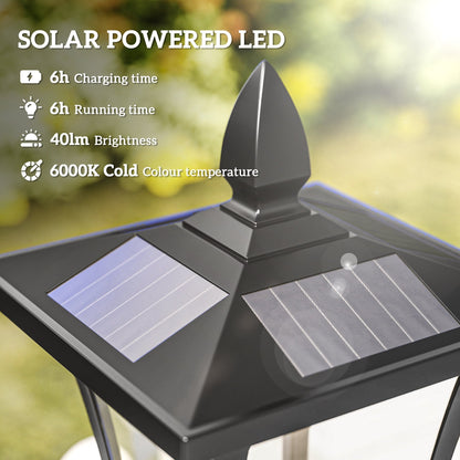 Outsunny Outdoor Garden Solar Post Lamp Sensor Dimmable LED Lantern Bollard Pathway 1.6M Tall √¢‚Ç¨‚Äú Black