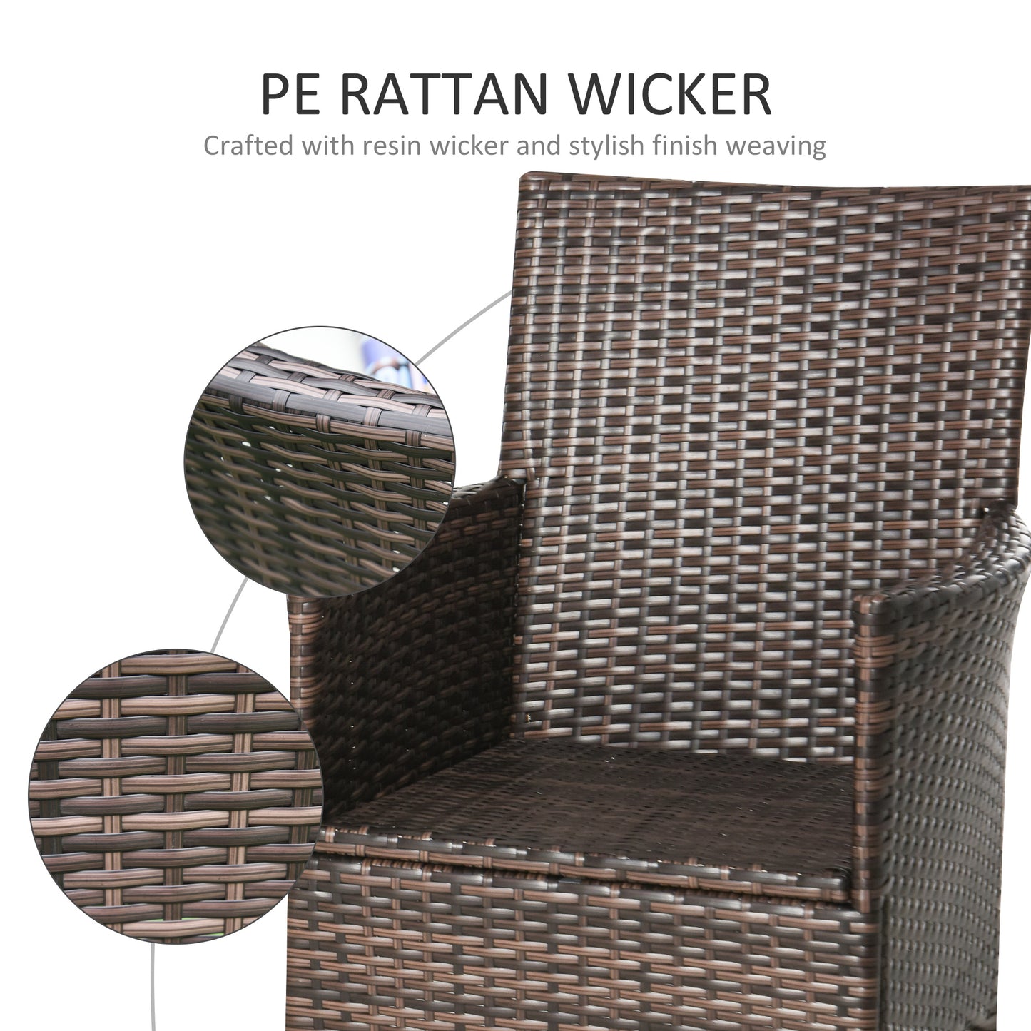Outsunny 2 PC Outdoor Rattan Fotel Jadalniany Krzesło Ogrodowe Meble Patio Z Podłokietnikami Poduszki Mieszany Brąz