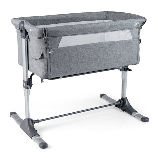 Baby Bassinet Crib Bedside Sleeper with Adjustable Height-Grey