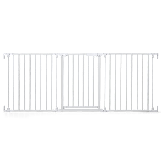 Baby Gate for Stairs Doorways 3-Panel Hardware-Mounted Safety Pet Gate-White
