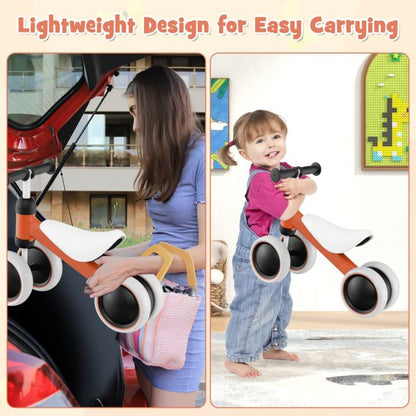 No Pedal Baby 4 Wheels Balance Bike with Non-slip Handlerbar-Orange