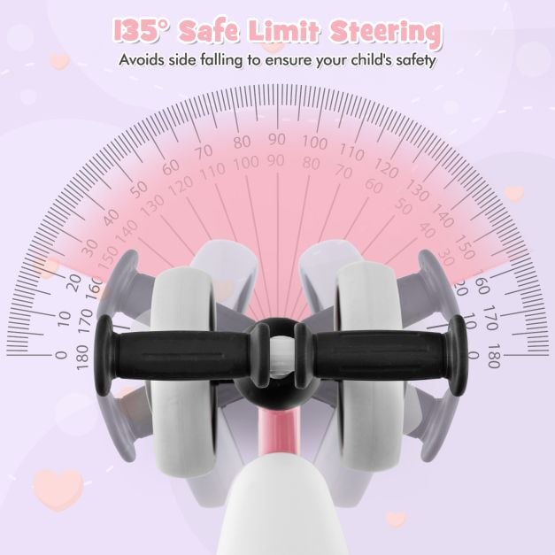 No Pedal Baby 4 Wheels Balance Bike with Non-slip Handlerbar-Pink