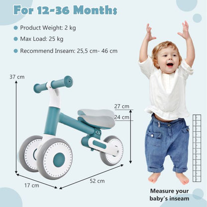 Baby Balance Bike Toddler Walker Training Bicycle with Adjustable Seat-Blue