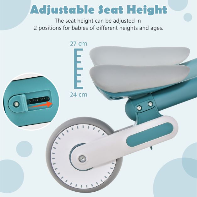 Baby Balance Bike Toddler Walker Training Bicycle with Adjustable Seat-Blue