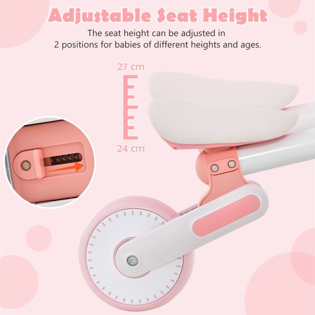 Baby Balance Bike Toddler Walker Training Bicycle with Adjustable Seat-Pink