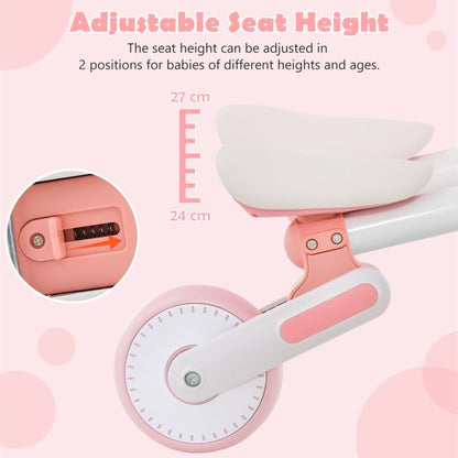 Baby Balance Bike Toddler Walker Training Bicycle with Adjustable Seat-Pink