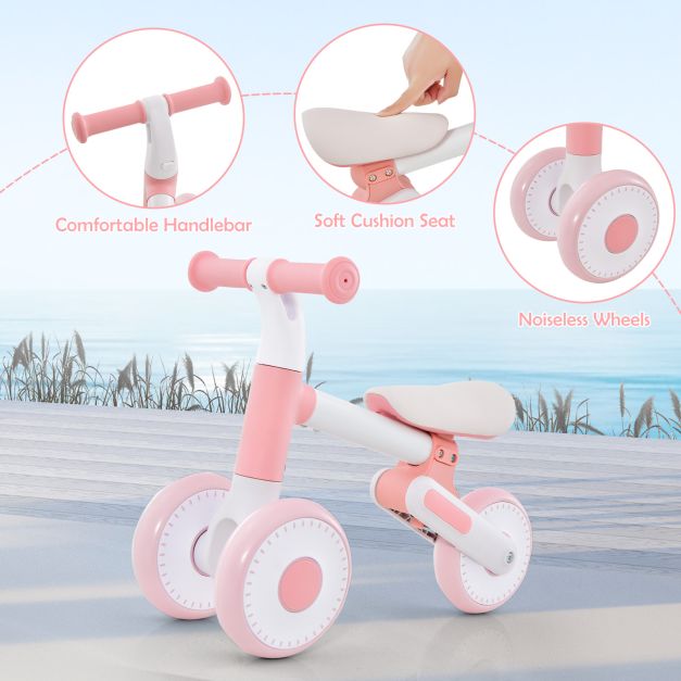 Baby Balance Bike Toddler Walker Training Bicycle with Adjustable Seat-Pink