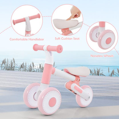 Baby Balance Bike Toddler Walker Training Bicycle with Adjustable Seat-Pink