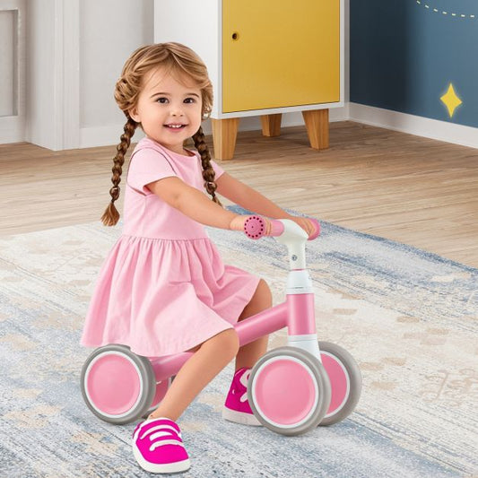 Baby Balance Bike with Height Adjustable Handle and Seat-Pink