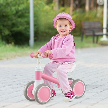 Baby Balance Bike with Height Adjustable Handle and Seat-Pink