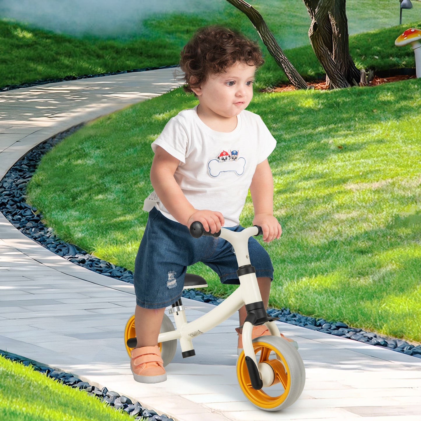 Baby Balance Bikes with Adjustable Seat Height for 18-48 Months-White
