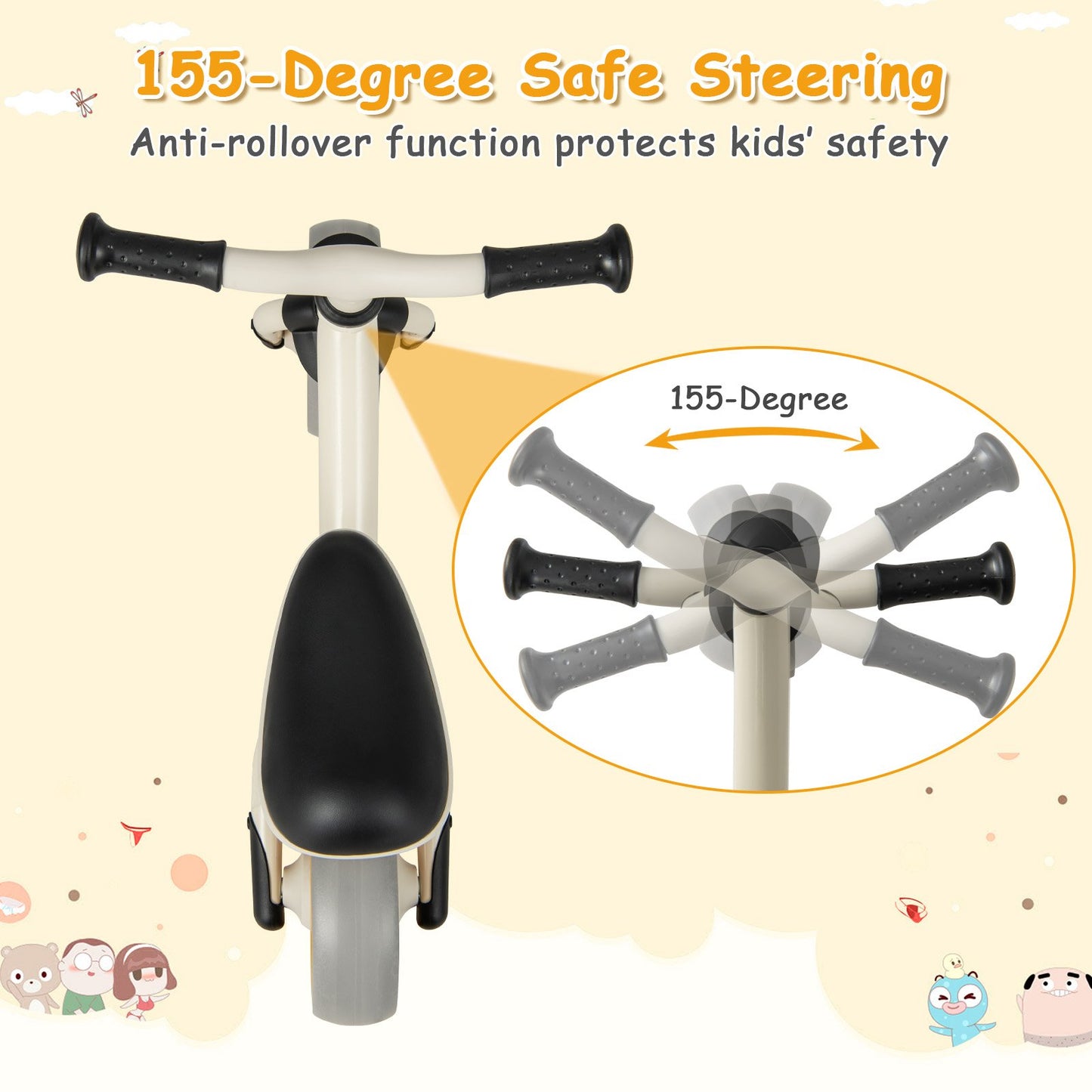 Baby Balance Bikes with Adjustable Seat Height for 18-48 Months-White