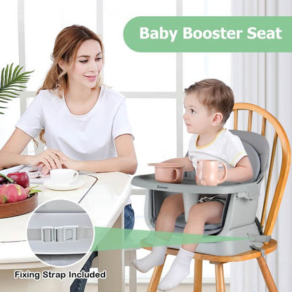 6-in-1 Baby High Chair with 5-Point Harness and Removable Tray-Gray