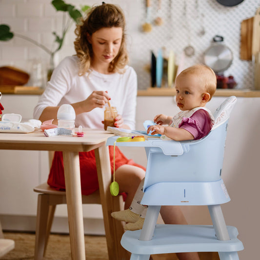 6-in-1 Baby High Chair with 5-Point Harness and Removable Tray-Blue