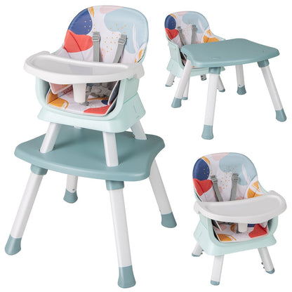 6-in-1 Baby High Chair with 5-Point Harness and Removable Tray-Colourful