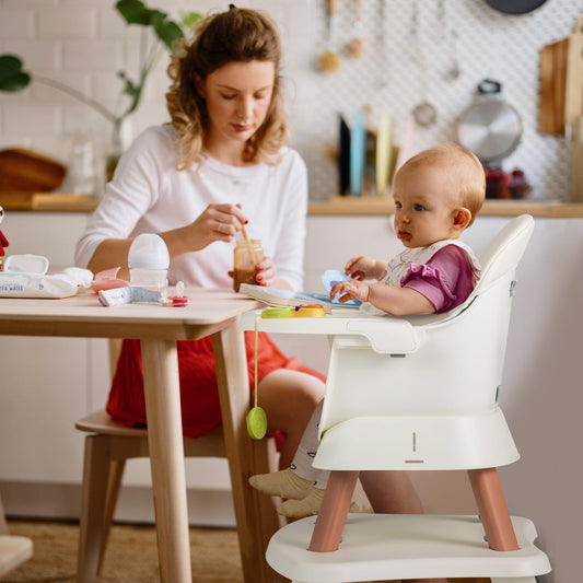 6-in-1 Baby High Chair with 5-Point Harness and Removable Tray-Natural