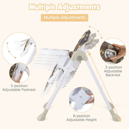 Baby Highchair with Removable Tray for 6-36 Months-Dark Brown