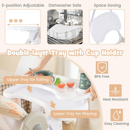 Baby Highchair with Removable Tray for 6-36 Months-Orange