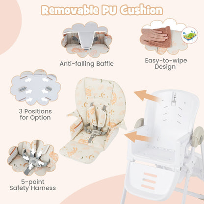 Baby Highchair with Removable Tray for 6-36 Months-Orange