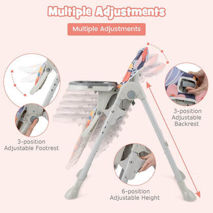 Baby Highchair with Removable Tray for 6-36 Months-Multicolor