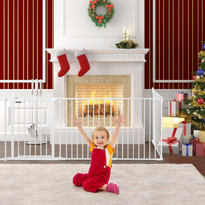6-Panel Baby Pet Safety Playpen with Walk Through Door-White