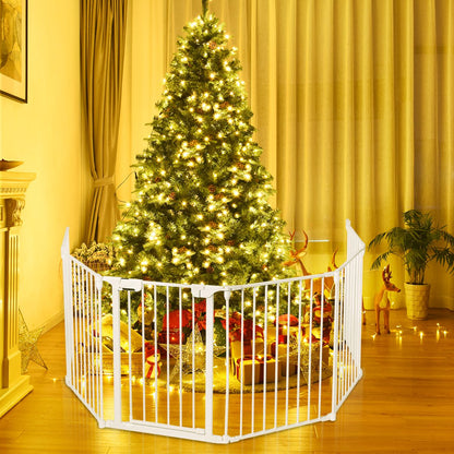 6-Panel Baby Pet Safety Playpen with Walk Through Door-White