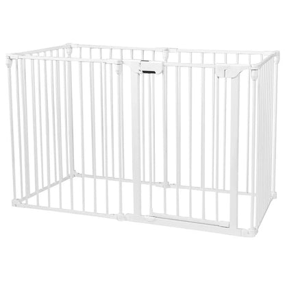 6-Panel Baby Pet Safety Playpen with Walk Through Door-White