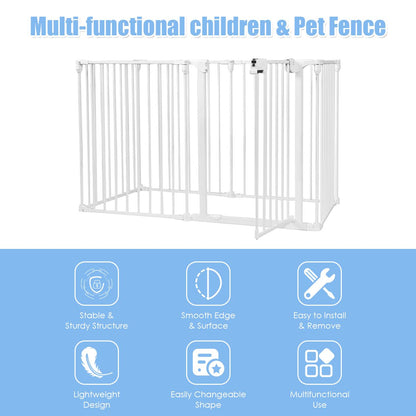 6-Panel Baby Pet Safety Playpen with Walk Through Door-White