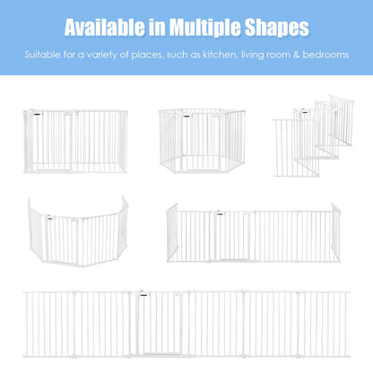 6-Panel Baby Pet Safety Playpen with Walk Through Door-White