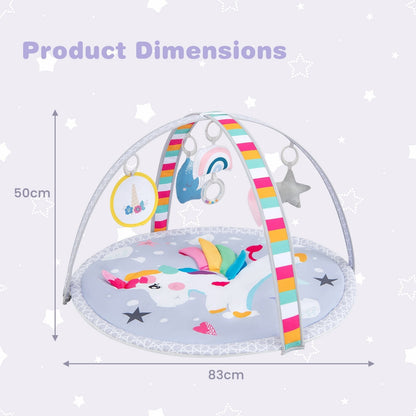 Baby Play Gym Mat 7-in-1 Tummy Time Activity with 5 Detachable Toys-Multicolor