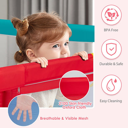 Baby Playpen with 50 Piece Ocean Balls and Non-slip Suction Cups-Colourful