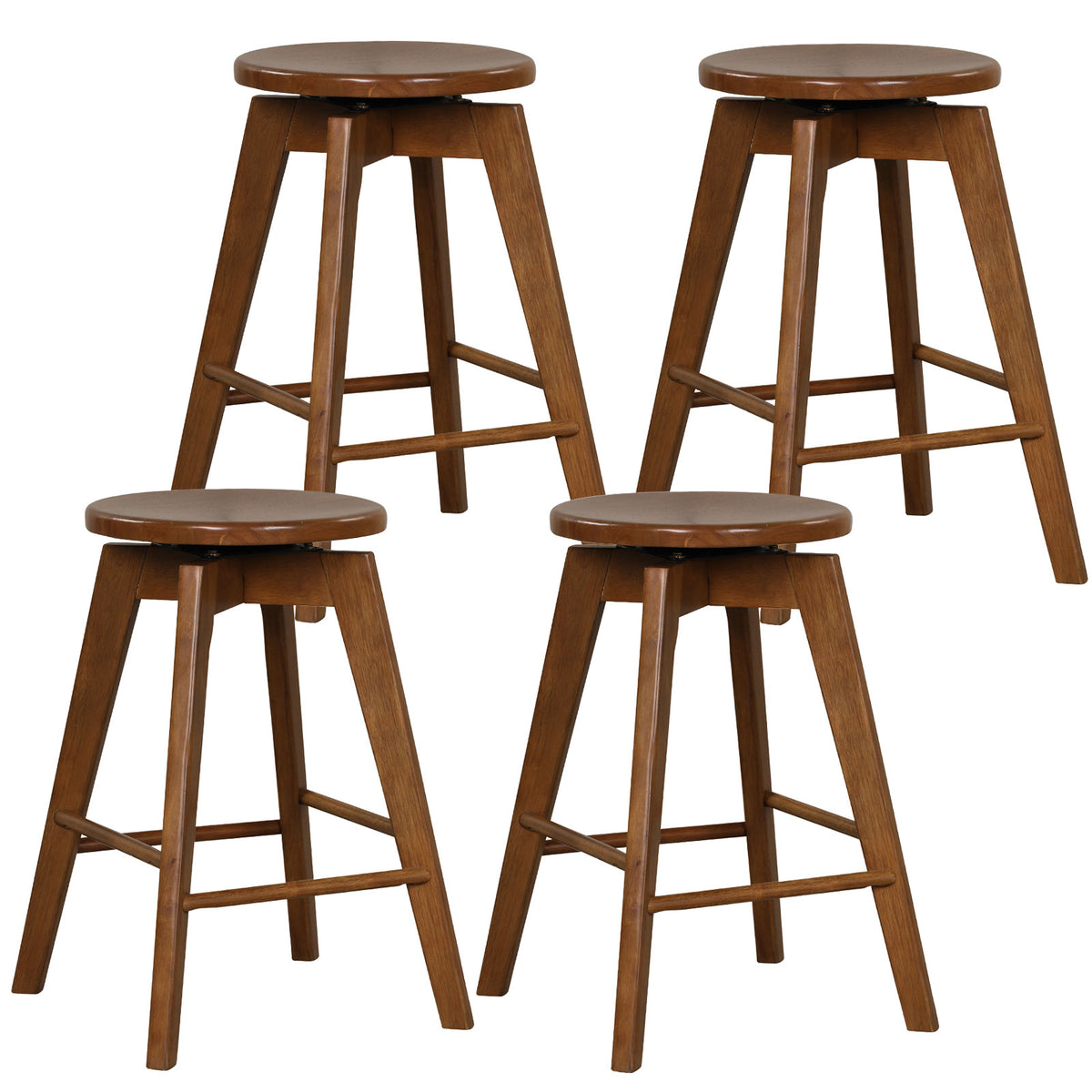 Backless Bar Stool Set of 4 360° Swivel Counter Height Bar Chairs