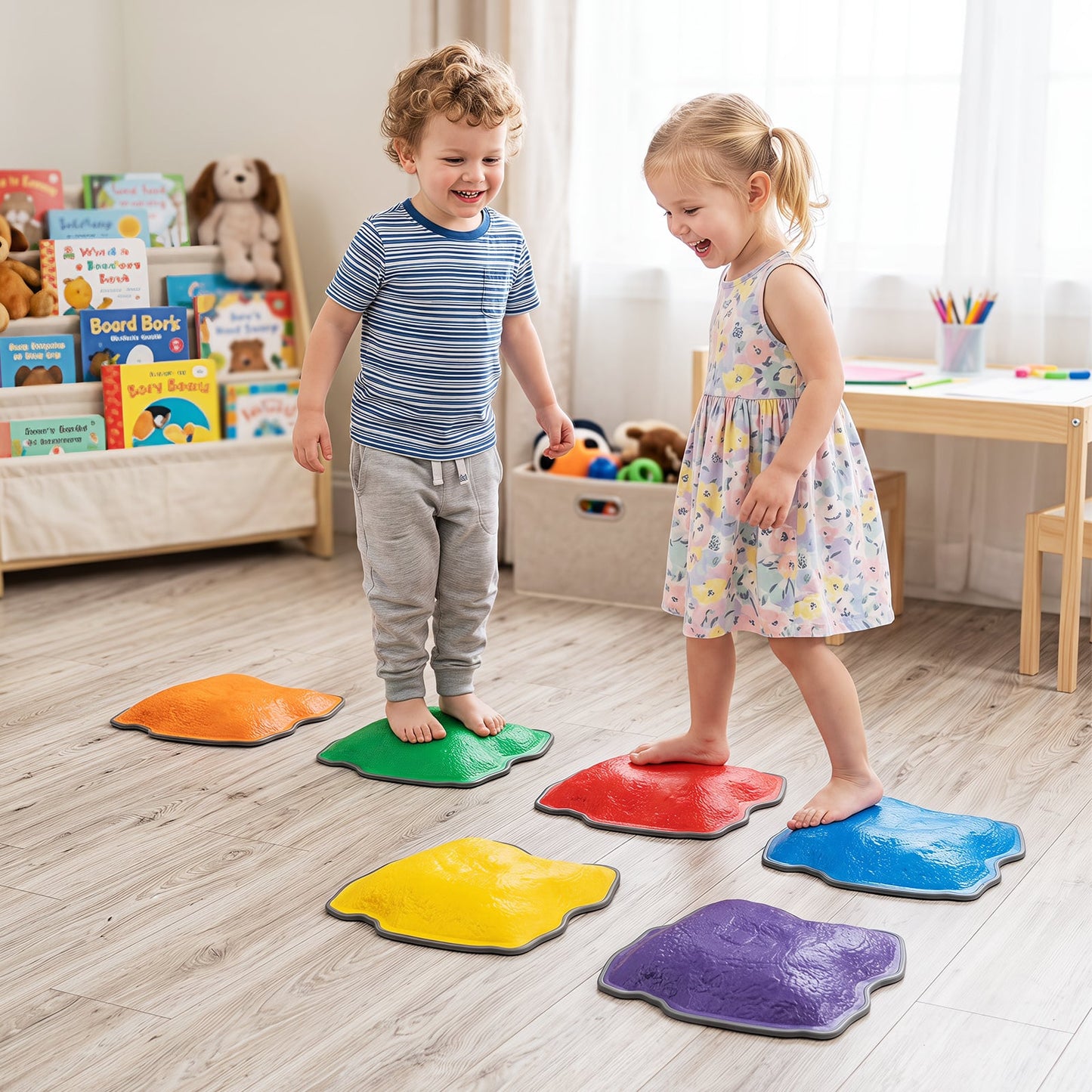 Balance Stepping Stones 6 Pieces Non-Slip Design for Ages 3+ Kids