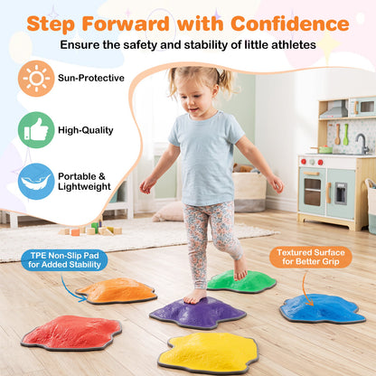 Balance Stepping Stones 6 Pieces Non-Slip Design for Ages 3+ Kids