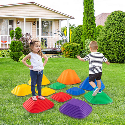 11 Pieces Kids Stepping Stone Toddler Balance Blocks with Full Non-Slip Rim-Multicolor