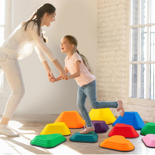 Set of 11 Kids Stepping Stones Balance Blocks with Full Edge-Multicolor