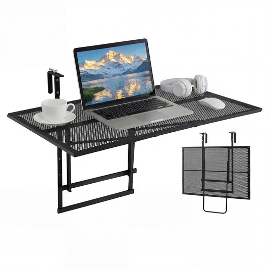 Balcony Railing Table Large Metal Folding Bar Table with Adjustable Height