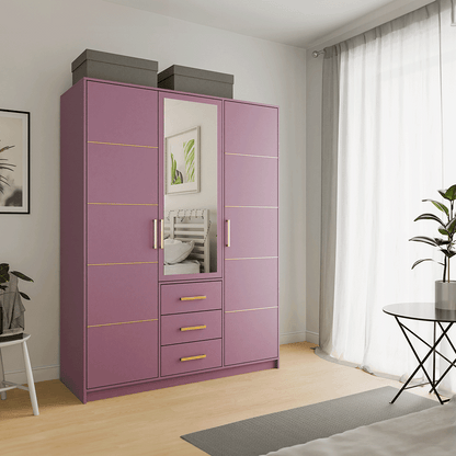 Plum Mirrored Hinged Door Wardrobe 149cm – HAMPTON D3