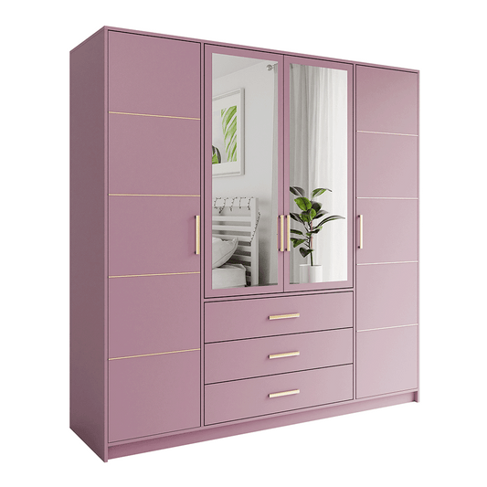 Plum Mirrored Hinged Door Wardrobe 196cm – HAMPTON D4