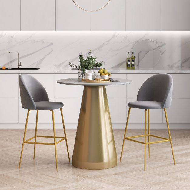 Bar Stools Set of 4 with Curved Backs and Padded Seats