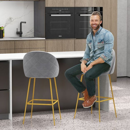 Bar Stools Set of 4 with Curved Backs and Padded Seats